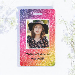 Glitter Rosa Gult Guld Salon Photo Badge