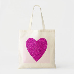 Glitter Rosa Heart Bröllop Tygkasse