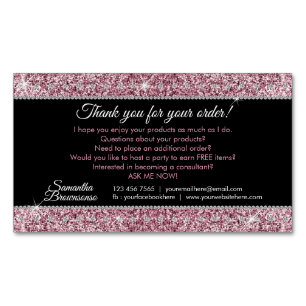 Glitter Rosa Jewelry Diamond Bling Tack Magnetiska Visitkort