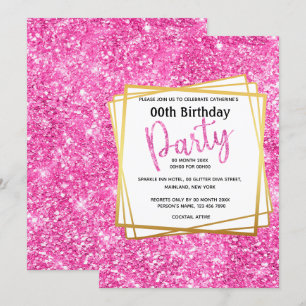 Glitter rosa konetti födelsedagspresent elegant pa inbjudningar