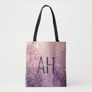 Glitter rosa lila initialer tygkasse