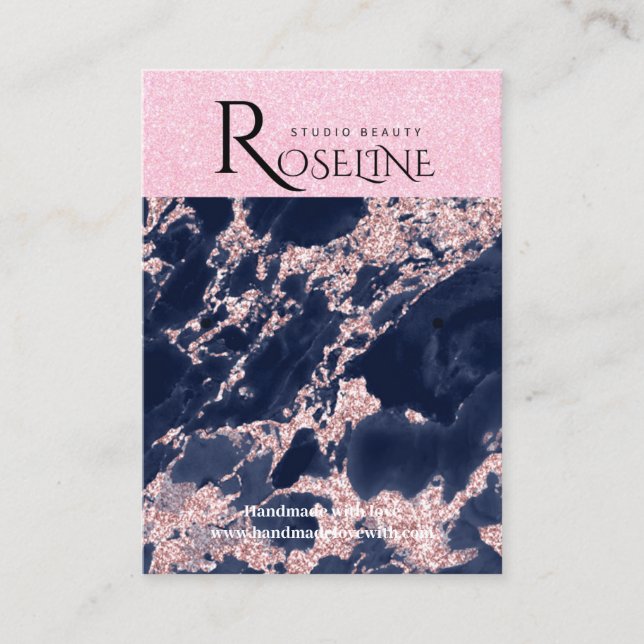 Glitter Rosa Marble Jewlery Visning Visitkort (Framsida)