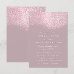 Glitter Rosa Mauve Grå Vit Pastell Forma Elegant Inbjudningar