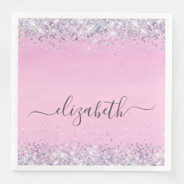 Glitter Rosa Monogrammed Pappersservett