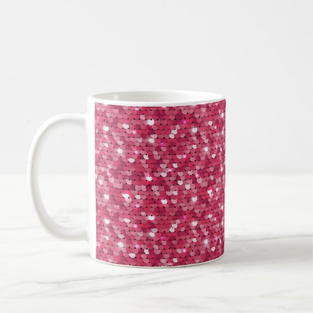 Glitter rosa mönster kaffemugg (Vänster)