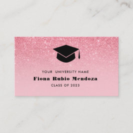 Glitter Rosa Ombre Chic Studentmössa Namn Infoga  Visitkort