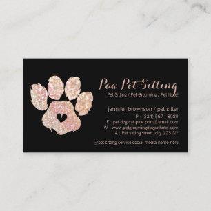 Glitter Rosa Pet Sitter Grooming Tass Visitkort