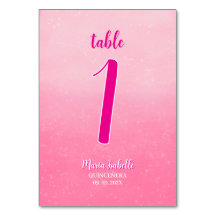 Glitter Rosa Quinceñera Bordsnummer