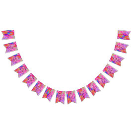 Glitter Rosa Rainbow Guld Grattis på födelsedagen Vimplar