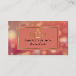 Glitter Rosa Red Guld Shiny Skönhetstävling Coach Visitkort