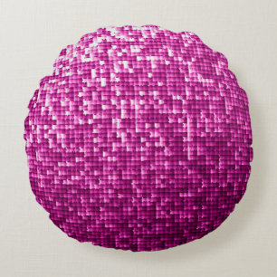 Glitter rosa-sekvenser rund kudde