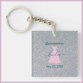Glitter Rosa & Silver Quinceanera