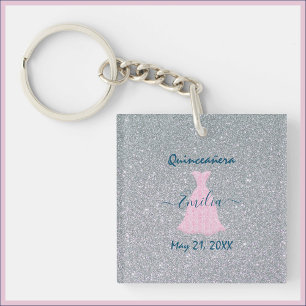 Glitter Rosa & Silver Quinceanera