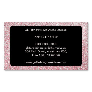 Glitter Rosa Simple Feminine Girly Magnetiska Visitkort