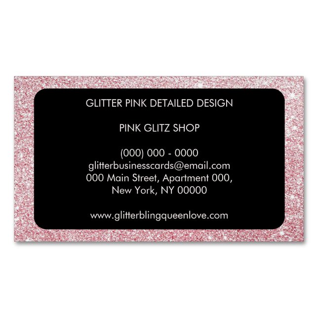 Glitter Rosa Simple Feminine Girly Magnetiska Visitkort (Framsida)