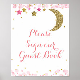 Glitter Rosa Skriv under vår gäst Bok. Poster