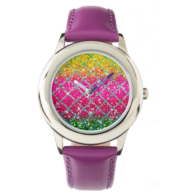 Glitter Rosa Snakeskin Armbandsur (Framsida)