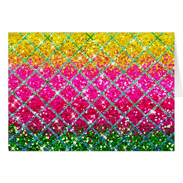 Glitter Rosa Snakeskin Hälsningskort (Framsidan Horizontal)