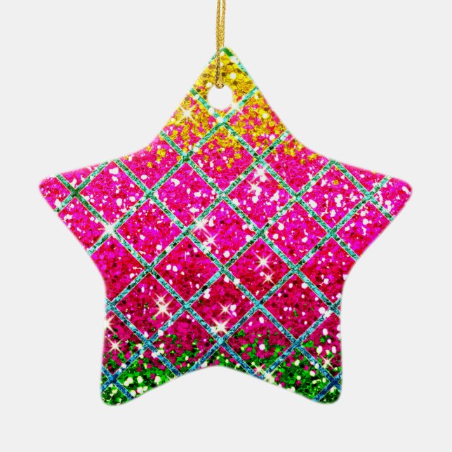 Glitter Rosa Snakeskin Julgransprydnad Keramik (Framsidan)