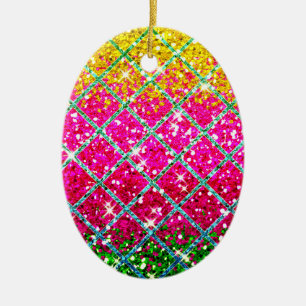 Glitter Rosa Snakeskin Julgransprydnad Keramik