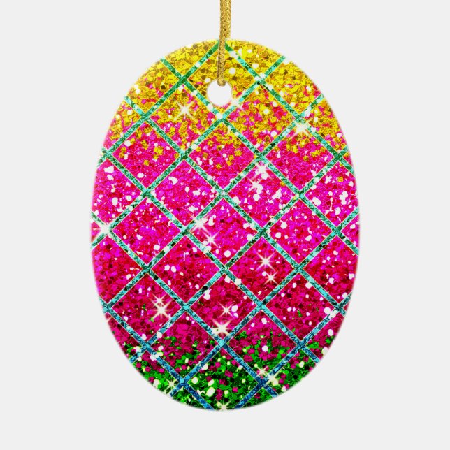 Glitter Rosa Snakeskin Julgransprydnad Keramik (Framsidan)