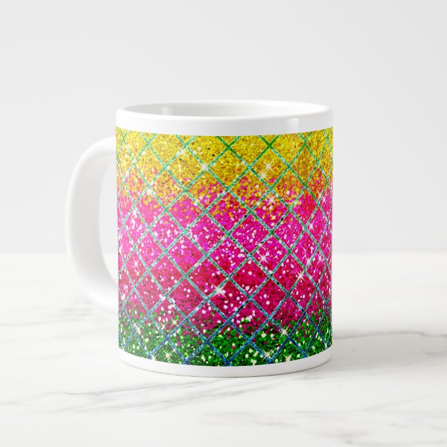 Glitter Rosa Snakeskin Jumbo Mugg (Framsida vänster)