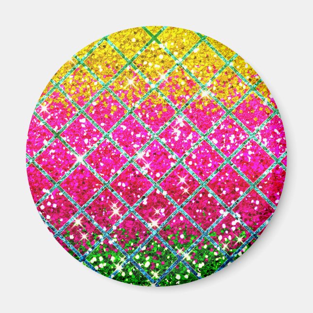 Glitter Rosa Snakeskin Magnet (Framsidan)