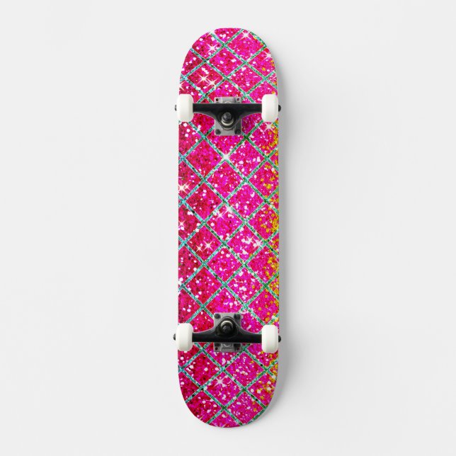 Glitter Rosa Snakeskin Skateboard Bräda 20 Cm (Framsida)