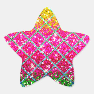 Glitter Rosa Snakeskin Stjärnformat Klistermärke