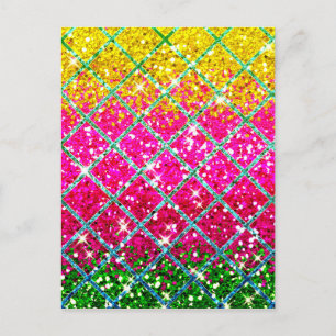 Glitter Rosa Snakeskin Vykort