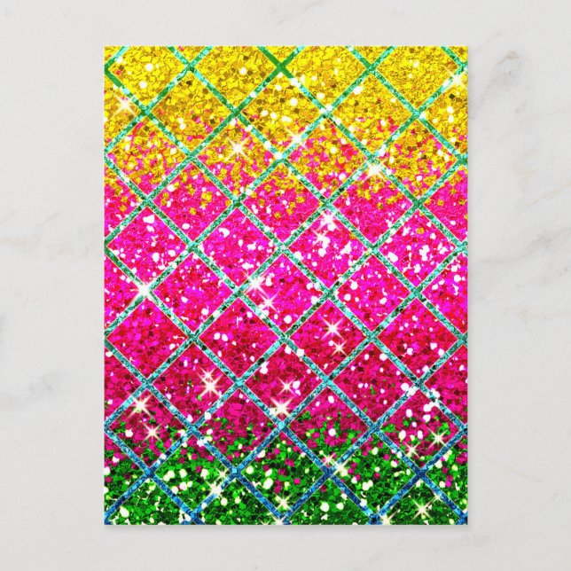 Glitter Rosa Snakeskin Vykort (Framsida)