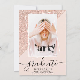 Glitter rosa student fotoblock studenten inbjudningar