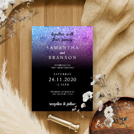 Glitter Rosa Teal Minimal Bröllop Inbjudningar