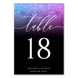 Glitter Rosa Teal Simple Seat Modern Namnteckning Bordsnummer