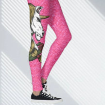 Glitter Rosa Unicorn Leggings