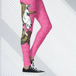 Glitter Rosa Unicorn Leggings
