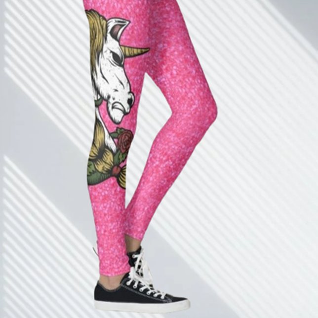 Glitter Rosa Unicorn Leggings (Discover the magic of comfort and style with Brett's Design unicorn leggings. )