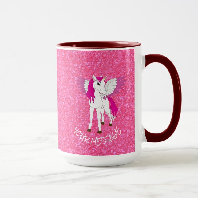 Glitter Rosa Unicorn Mugg (Höger)
