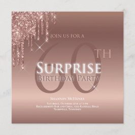 Glitter Rosa White 60:e överraskningsdagen Inbjudningar
