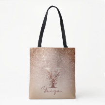 Glitter Rose Gold Blomstergletter Y Tote