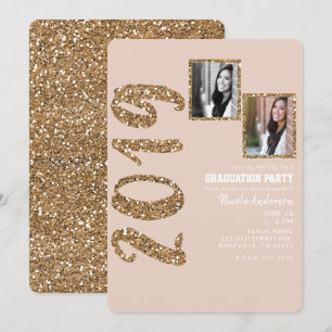 Glitter Rose Guld Rouge Glam 2019 Examen FOTO Inbjudningar