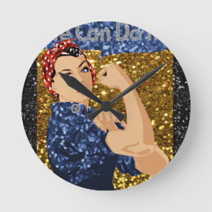 glitter rosie rosie-flocken rund klocka