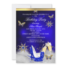 Glitter Royal Blue Butterfly Heels Guld Champagne