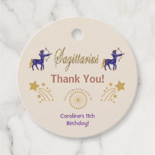 Glitter Sagittarius, Guld Shooting Stars Tack Gåvor Etiketter