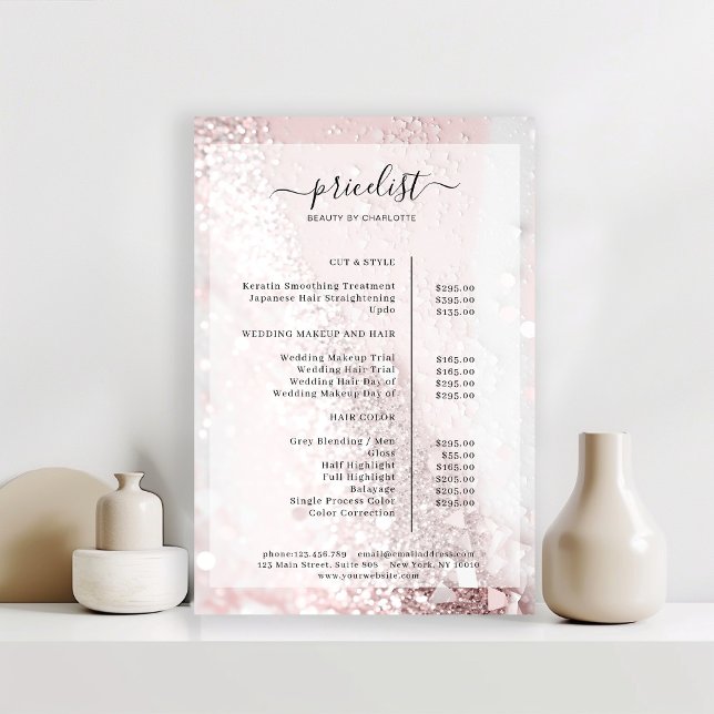 Glitter Salong Prislista Affisch (Skapare uppladdad)
