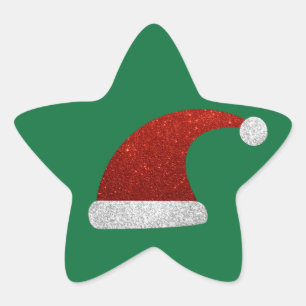 Glitter Santa Hat Stjärnformat Klistermärke