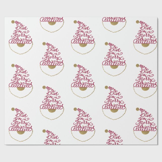 Glitter Santa Script Cute Modern Christmas  Presentpapper (Platt)