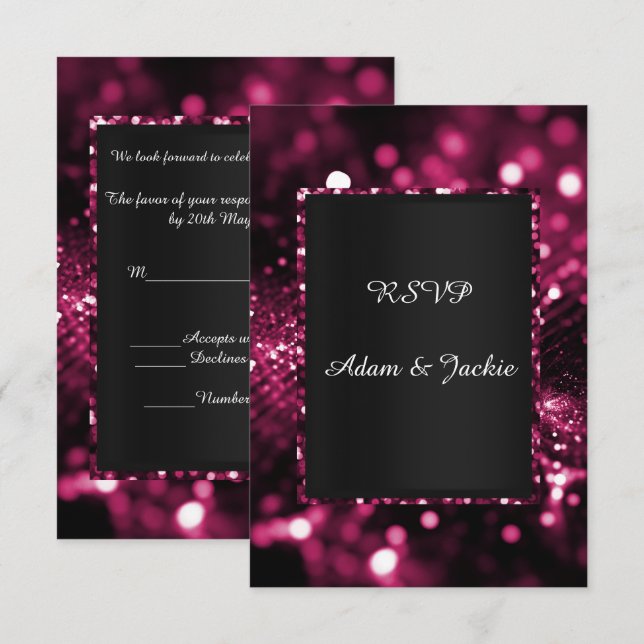 GLITTER SATIN ELEGANT LYX rsvp Inbjudningar (Fram/baksida)