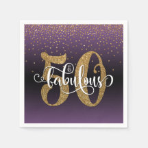 Glitter & Script 50 & Fabulous, Lila Black Ombre