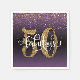 Glitter & Script 50 & Fabulous, Lila Black Ombre Pappersservett